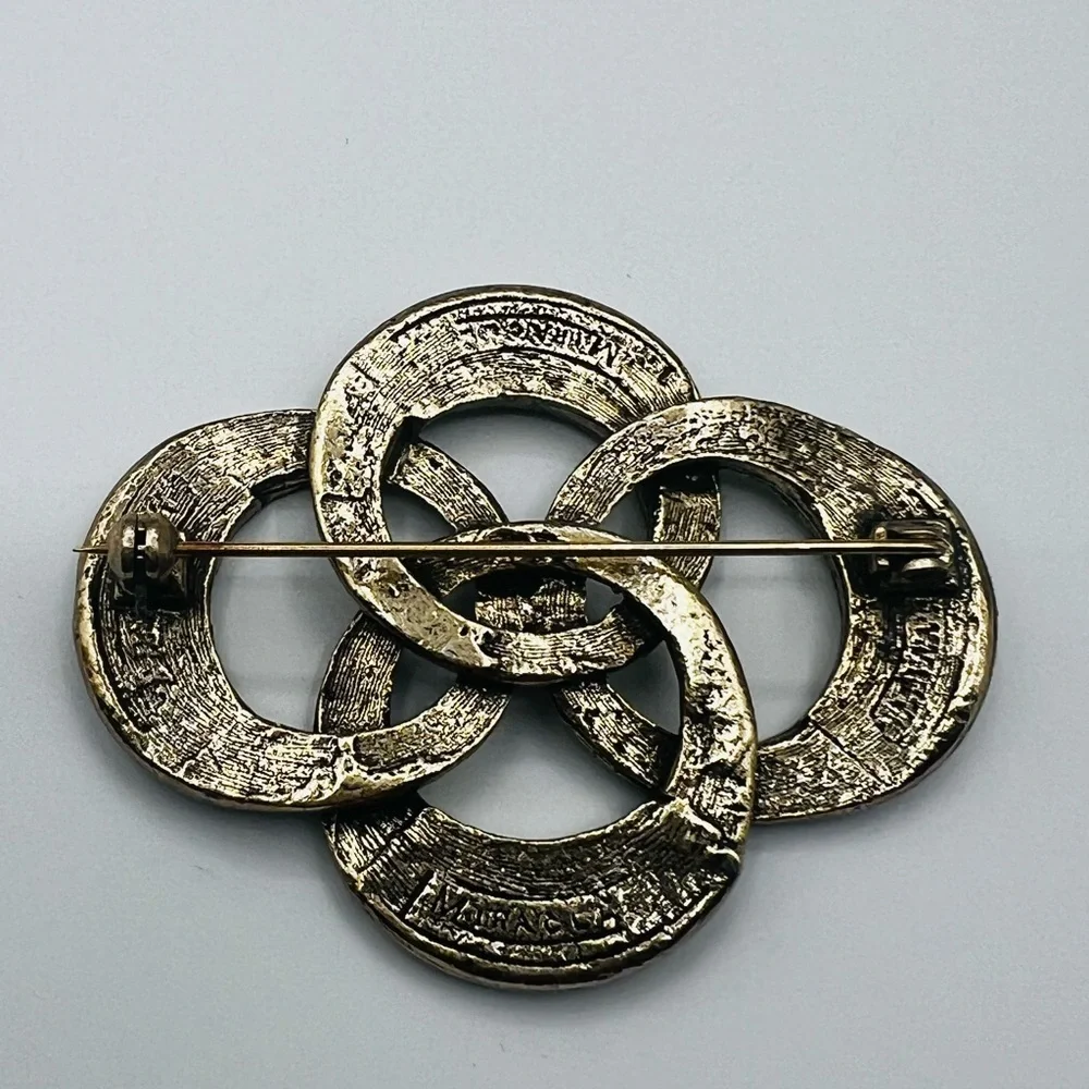 Vintage Celtic Black and Gold Brooch